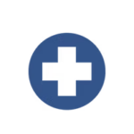 A white medical cross centered inside a solid blue circle on a light gray background, representing Servicios Veterinarios.